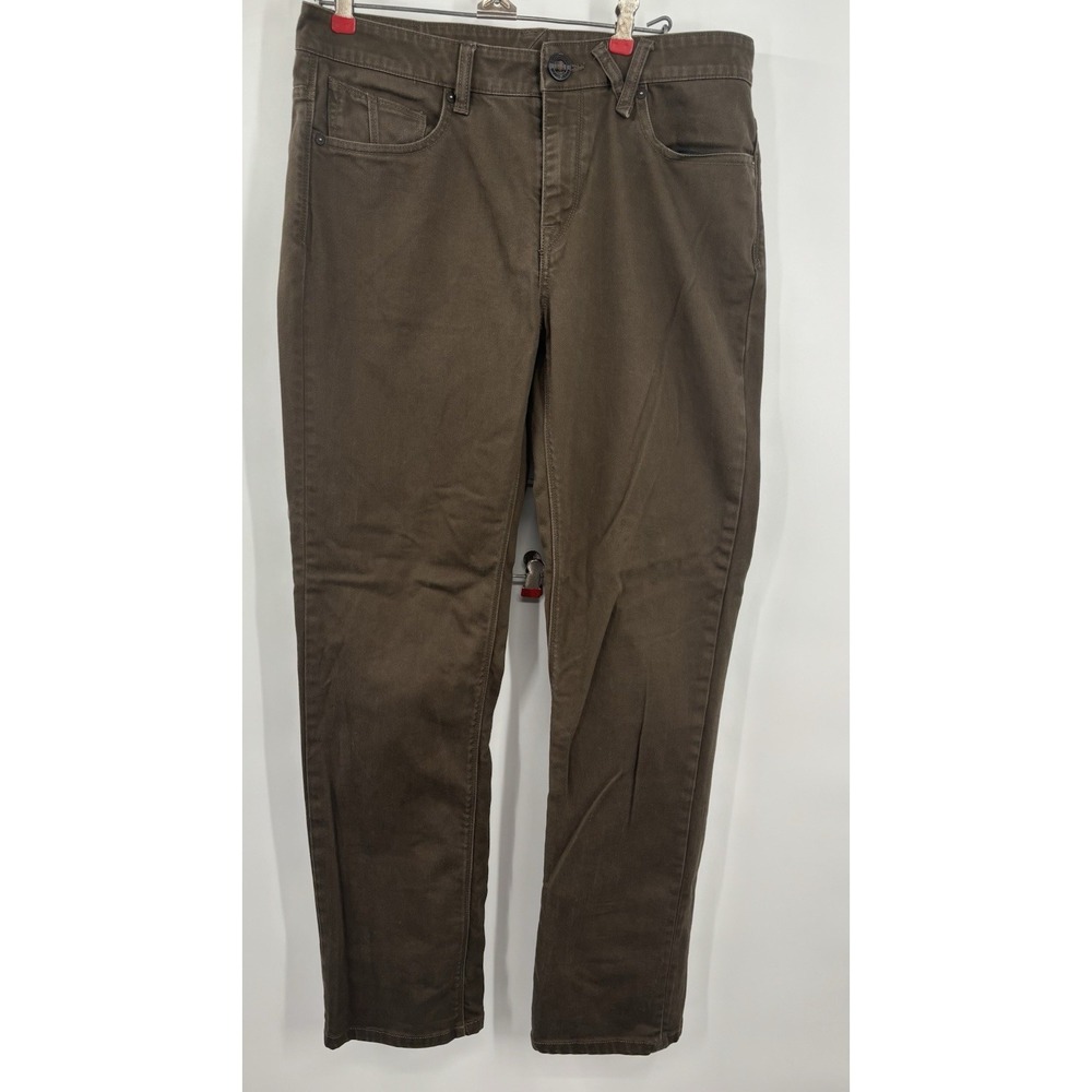Volcom Solver Modern Straight Jeans Men's 33x31 Brown Skater Stretch
